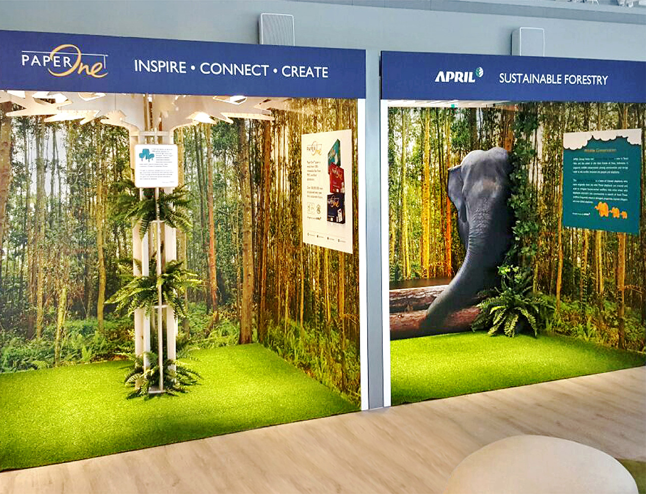 Interactive exhibition booth using trick eye art technique